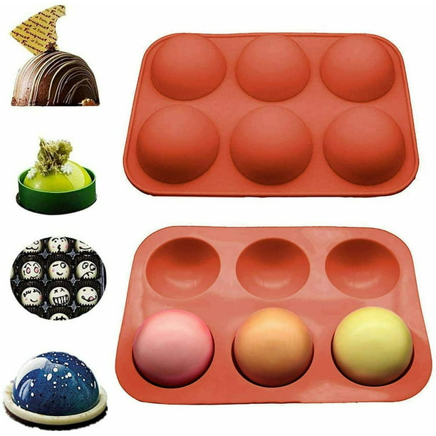 2 Pack 6 Half Ball Cups Silicone Cake Mold Hot Chocolate Bombs Mould 2/" Sphere